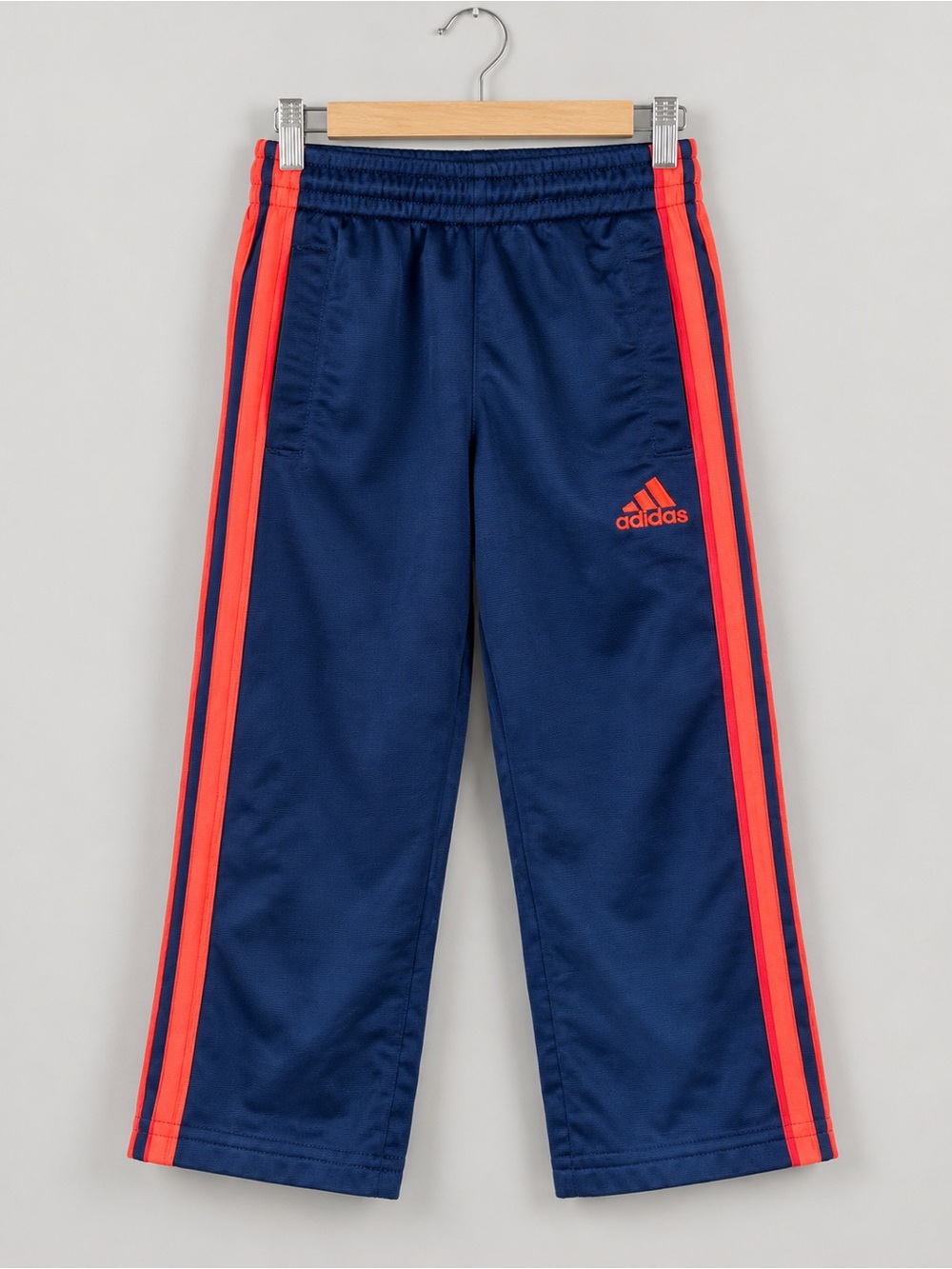 Adidas Toddler 3T Navy Blue Orange Stripe Track Pants Elastic Waist Athletic